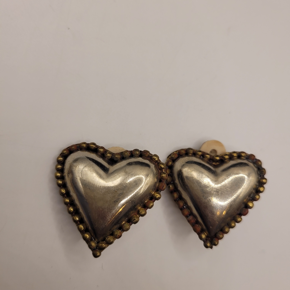 Heart Shaped Silver and Gold Earrings